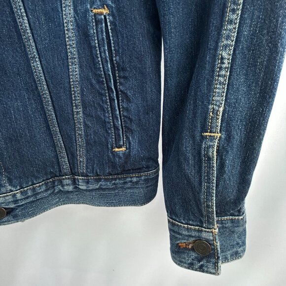 Levi’s Men’s Denim Trucker Jacket with Orange Corduroy Collar – Size Small - Picture 5 of 10